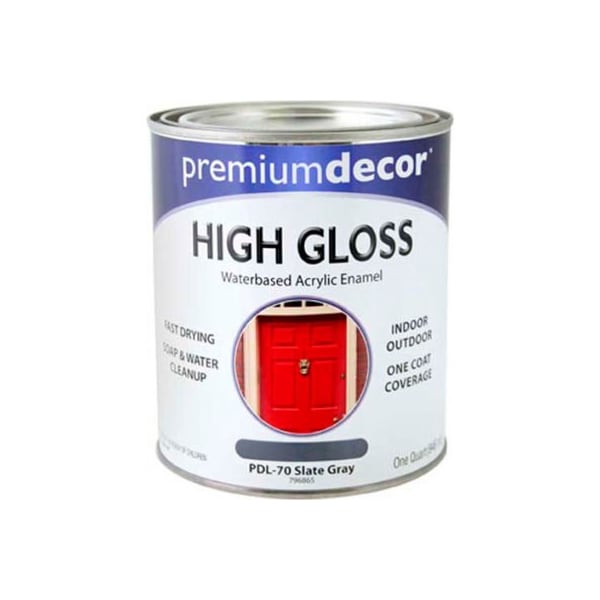 General Paint Premium Dcor Waterborne Acrylic Enamel, Gloss Finish, Slate Gray, Quart - 796865 - main